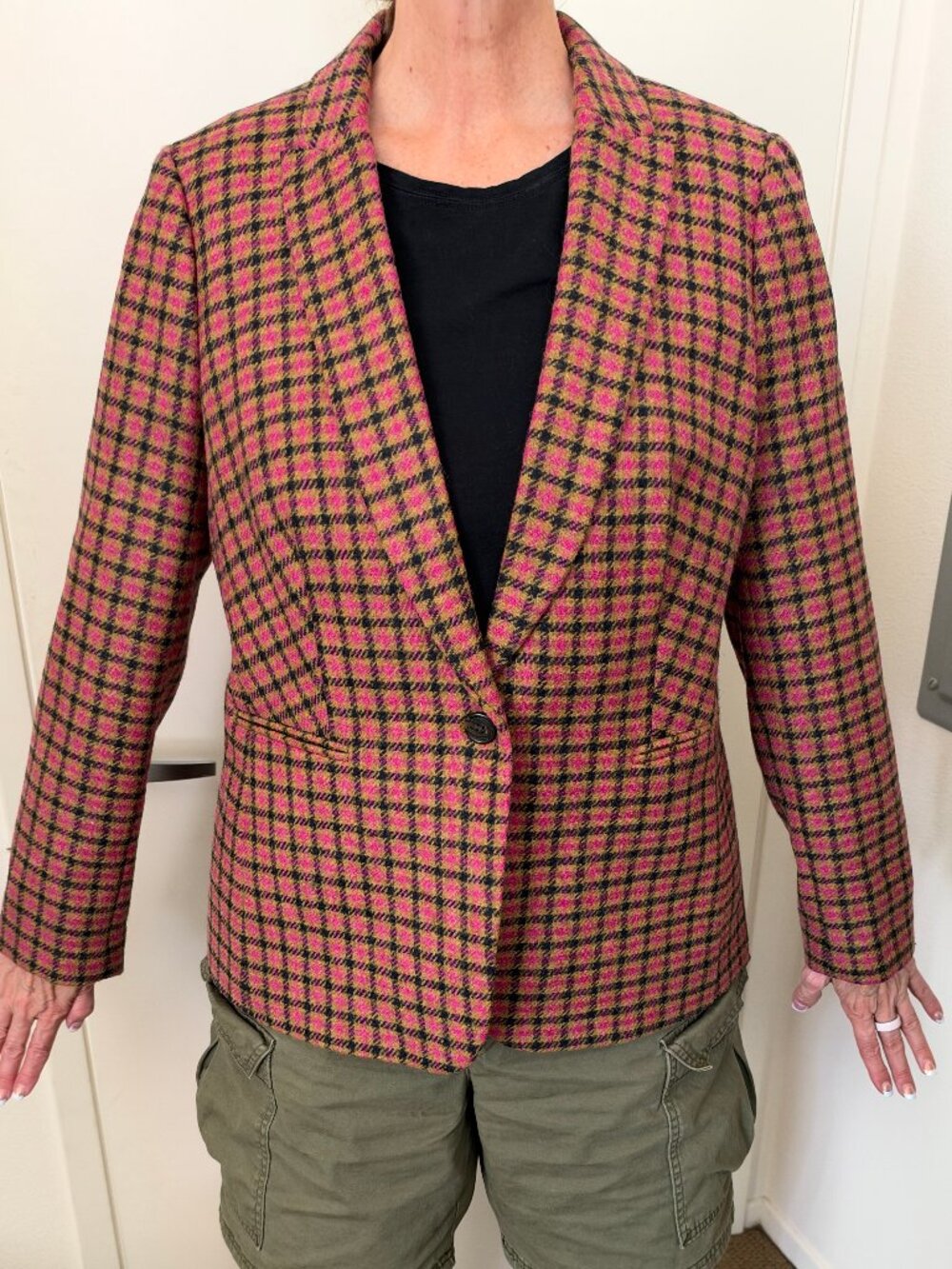 J. Crew Pink Brown Parke Herringbone Wool English Moon Blazer Size 16